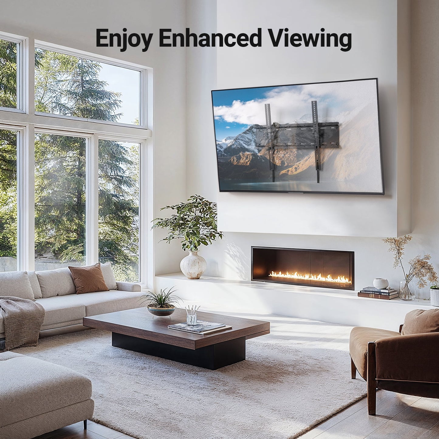MountFTV Tilting TV Wall Mount Bracket Low Profile for 23-70 inch Screen TVs with 400x400mm, Holds up to 115lbs