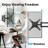 MountFTV Full Motion TV Wall Mount Bracket 360°Rotation for 13-42 inch Flat Curved Screen Universal TVs & Monitors, Max 200x200mm, Holds up to 44 lbs
