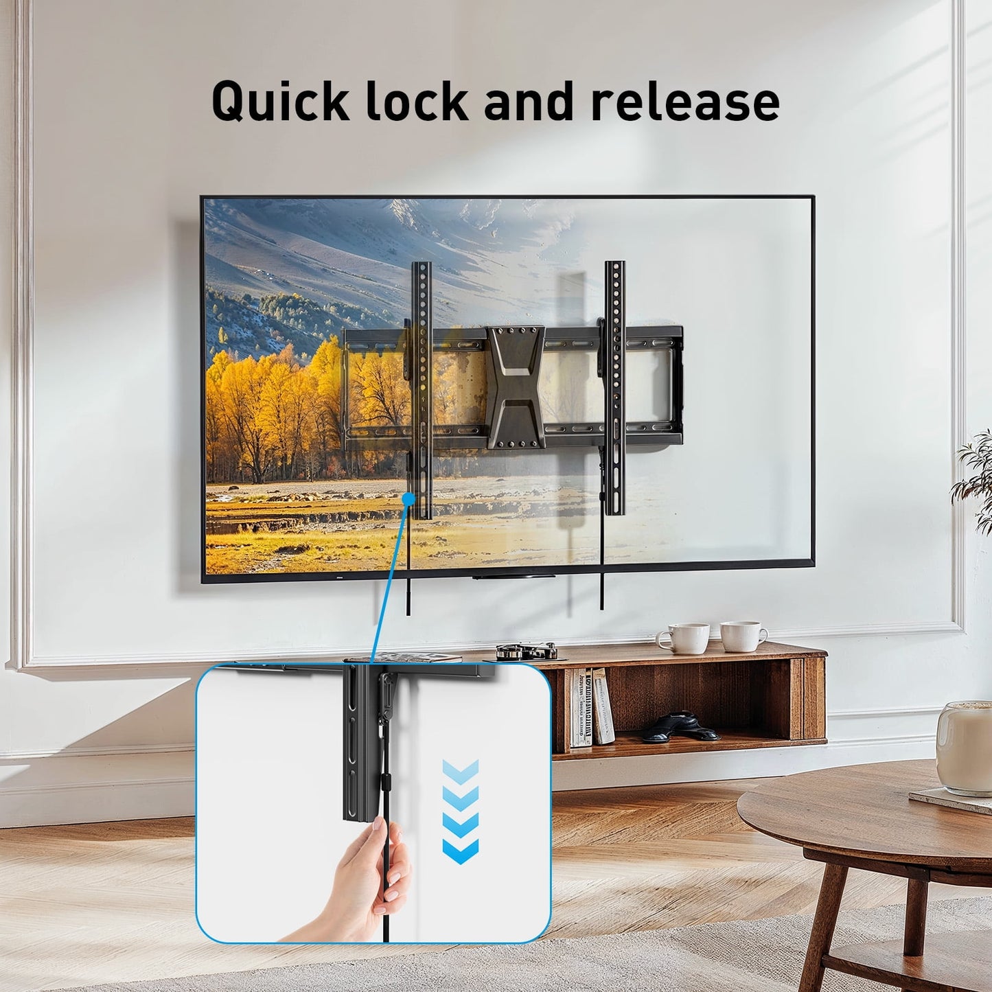 MountFTV Tilting TV Wall Mount Bracket for 37-82 inch Flat Screen TVs, Universal Low Profile Flat Wall Mount, Max 600x400mm,Holds up to 132 lbs,16", 18", 24" Wood Studs