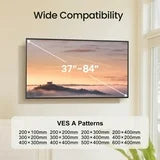 Tilting TV Wall Mount Bracket for 37-84 inch Flat Screen LED, LCD, Curved TVs, Low Profile TV Mount Max 600x400mm, Holds up to 132 lbs