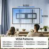 MountFTV Fixed TV Wall Mount for 37-82 inch TVs, TV Wall Bracket with Adjustable Pull Cords, Max 600 x 400mm, Hold up to 132 lbs