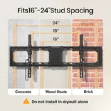 Tilting TV Wall Mount Bracket for 37-84 inch Flat Screen LED, LCD, Curved TVs, Low Profile TV Mount Max 600x400mm, Holds up to 132 lbs