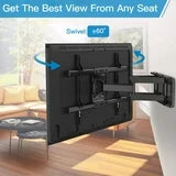 MountFTV TV Wall Mount for 37-85 inch TVs, Full Motion Dual Articulating Arms Extension Rotation Tilt LED LCD OLED 4K Flat Curved, Max 600x400mm, Holds up to 132 lbs