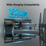 MountFTV Full Motion TV Wall Mount Bracket for 42-85 inch TVs up to 132 lbs, Swivel Articulating TV Mount, Max 600x400mm, Fits 12" 16" Wood Studs