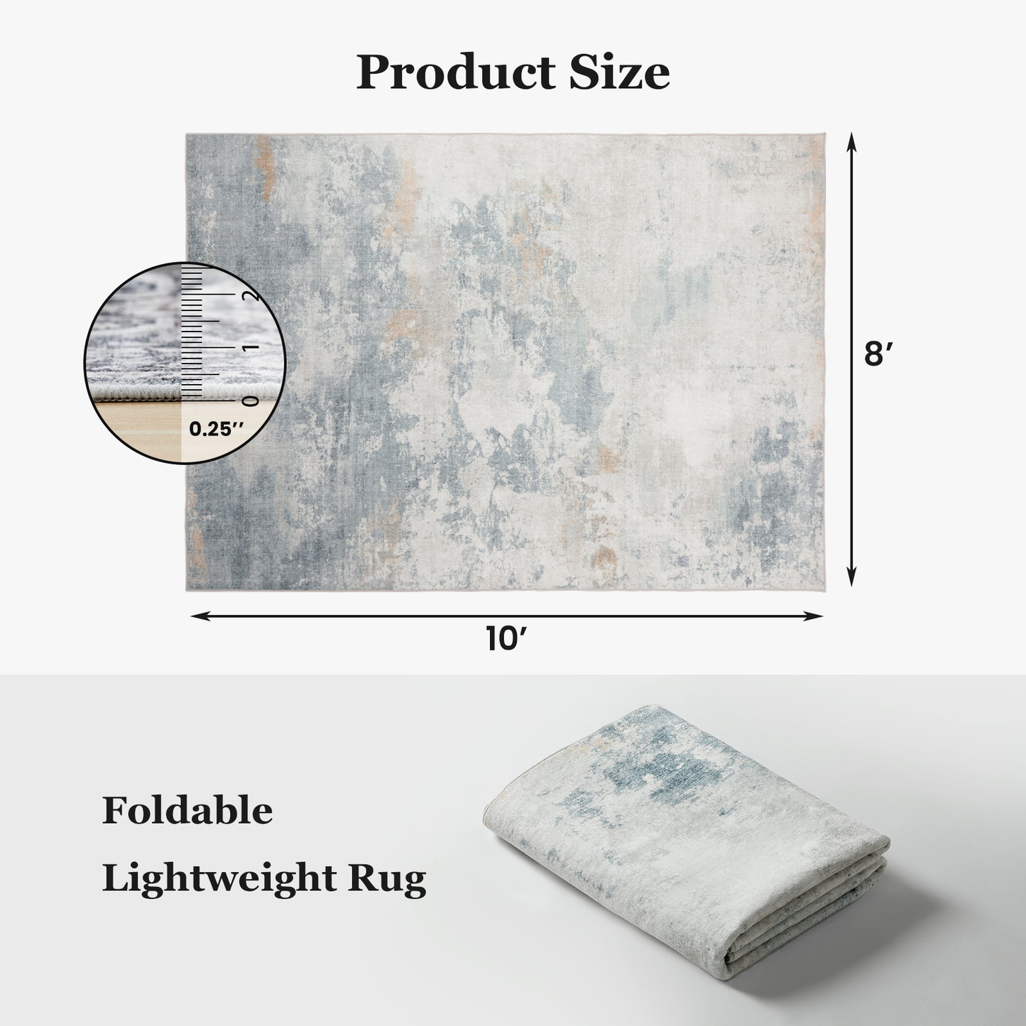 8'x10' Boho Area Rugs for Living Room, Machine Washable Area Rug with Non-Slip Backing, Stain Resistant Non-Shed Carpet for Bedroom, Dining Room, Dorm, Office