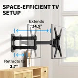 MountFTV Full Motion TV Wall Mount Bracket 360°Rotation for 13-42 inch Flat Curved Screen Universal TVs & Monitors, Max 200x200mm, Holds up to 44 lbs