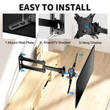 MountFTV Full Motion TV Wall Mount Bracket 360°Rotation for 13-42 inch Flat Curved Screen Universal TVs & Monitors, Max 200x200mm, Holds up to 44 lbs