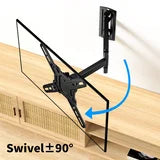 MountFTV Full Motion TV Wall Mount Bracket 360°Rotation for 13-42 inch Flat Curved Screen Universal TVs & Monitors, Max 200x200mm, Holds up to 44 lbs
