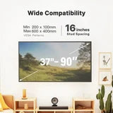 MountFTV Full Motion TV Wall Mount Bracket, Swivel Articulating TV Mount, Fits for 37-90 inch 4K Flat Curved TVs, Holds up to 132 lbs, Max 600x400mm,Fits 8″/12″/16″ Wood Studs