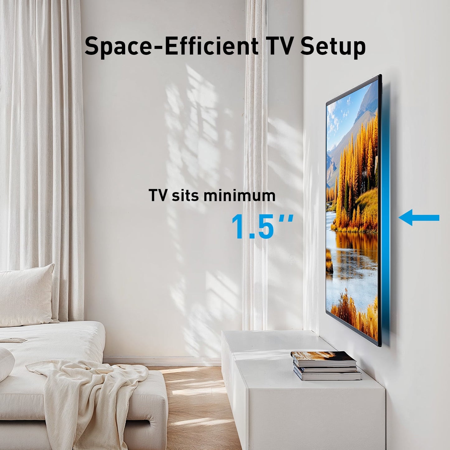 MountFTV Tilting TV Wall Mount Bracket for 37-82 inch Flat Screen TVs, Universal Low Profile Flat Wall Mount, Max 600x400mm,Holds up to 132 lbs,16", 18", 24" Wood Studs