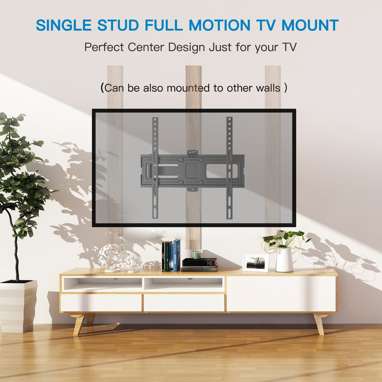 MountFTV Full Motion Long Arm TV Wall Mount for 26-65 inch TVs, Corner Articulating TV Mount Bracket with 19.17 inch Extension,Max 400x400mm, Holds up to 77 lbs