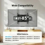 MountFTV Full Motion TV Wall Mount Bracket for 42-85 inch TVs up to 132 lbs, Swivel Articulating TV Mount, Max 600x400mm, Fits 12" 16" Wood Studs