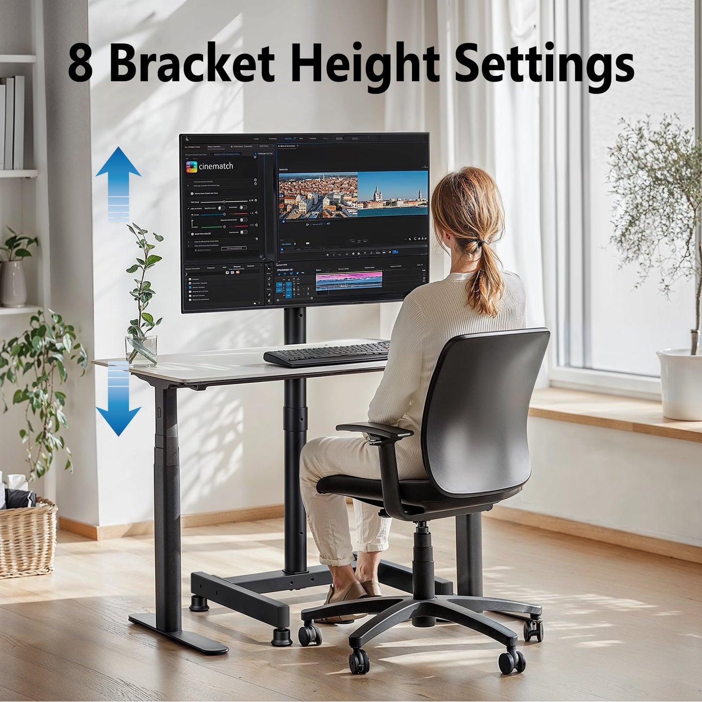 MountFTV Floor TV Stand for 26-50 inch Flat Screen or Curved, TVs Monitors Display Trolley Loading 55 lbs, Max 300x300mm