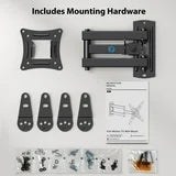 MountFTV Full Motion TV Wall Mount Bracket, Swivel Articulating TV Monitor Wall Mount Bracket Tilts Extension Rotation for 13-42 inch Flat Curved TVs Monitors, Max 200x200mm, Holds up to 44lbs