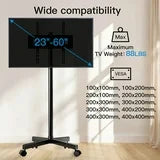 MountFTV Rolling TV Stand Mount for 23-60 inch,Mobile TV Stand Holds up to 88lbs with Height Adjustable,TV Cart with Locking Wheels Max 400x400mm Rolling TV Cart