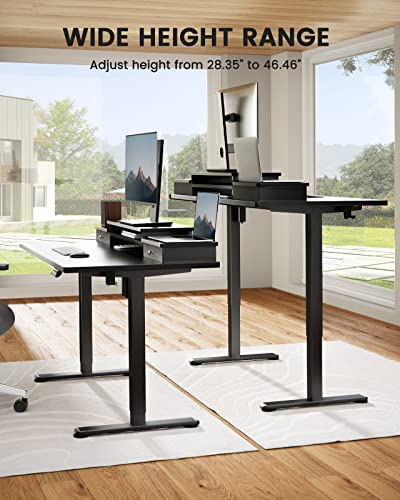 ErGear Electric Standing Desk with Double Drawers, 48x24 Inches Adjustable Height Sit Stand Up Desk, Home Office Desk Computer Workstation with Storage Shelf, Black