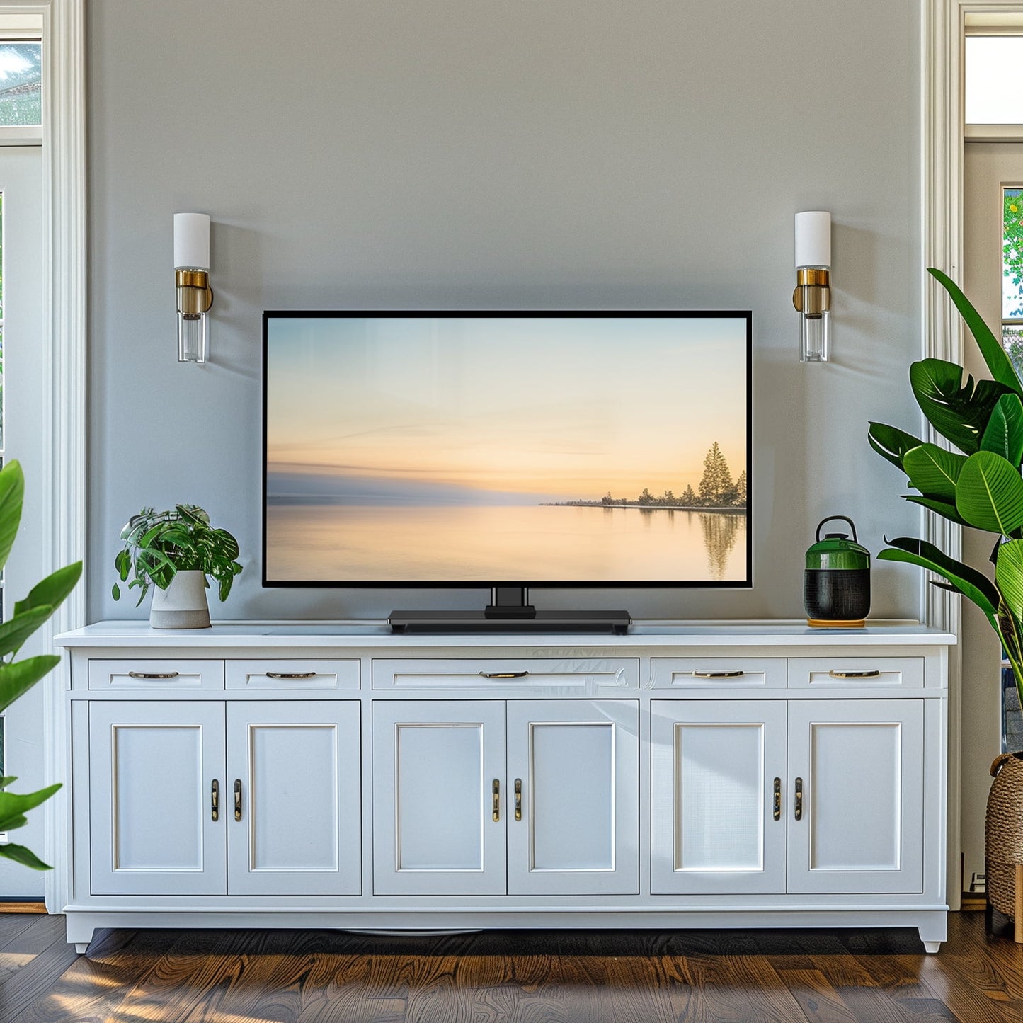 MountFTV Universal Swivel TV Stand for 32–55 inch TVs, Height Adjustable Table Top TV Stand Mount with Tilt, Tempered Glass Base, Holds up to 90 lbs, Max 400x400mm