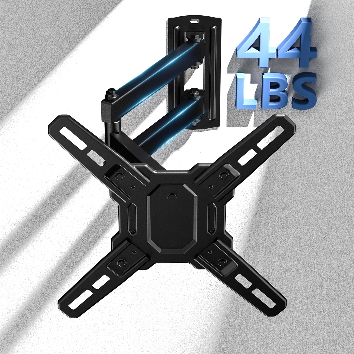 MountFTV Full Motion TV Wall Mount Bracket 360°Rotation for 13-42 inch Flat Curved Screen Universal TVs & Monitors, Max 200x200mm, Holds up to 44 lbs