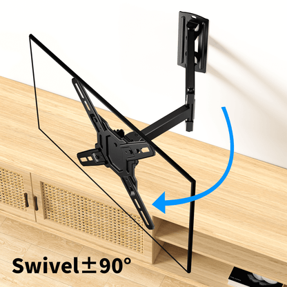 MountFTV Full Motion TV Wall Mount Bracket 360°Rotation for 13-42 inch Flat Curved Screen Universal TVs & Monitors, Max 200x200mm, Holds up to 44 lbs