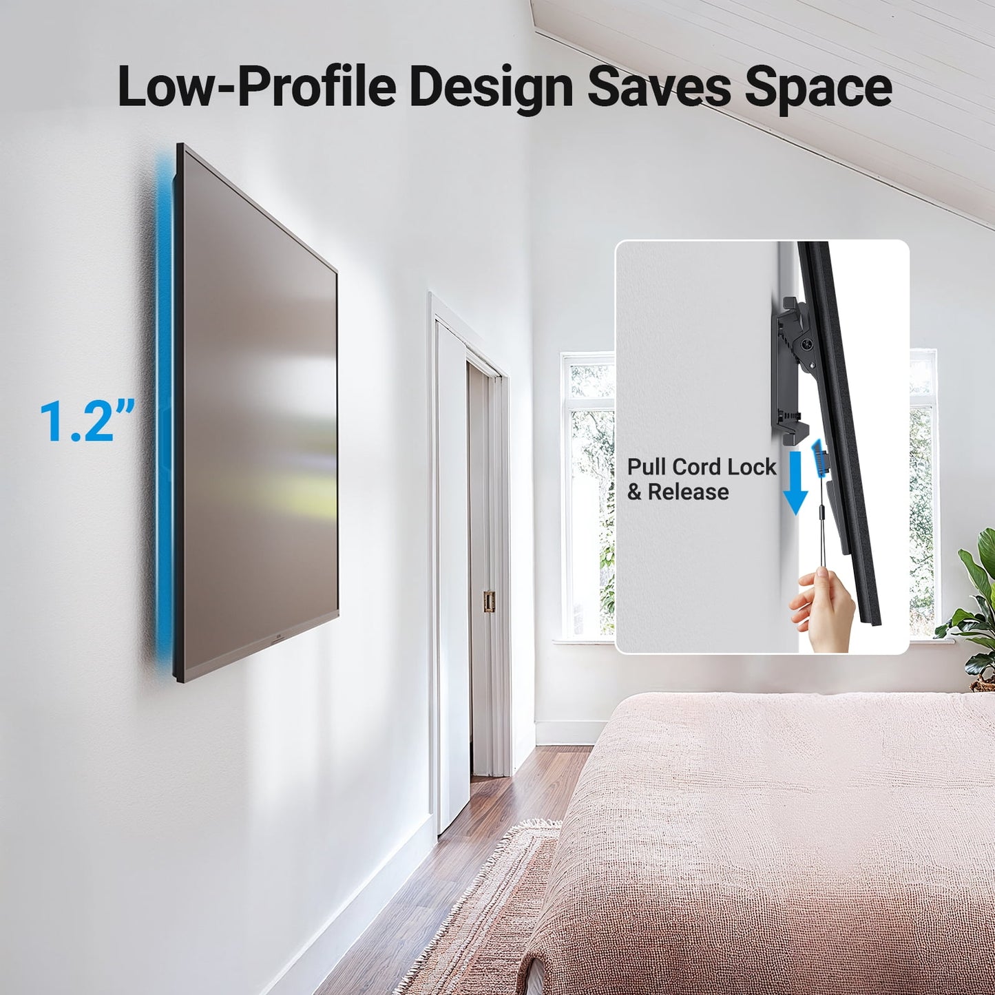 MountFTV Tilting TV Wall Mount Bracket Low Profile for 23-70 inch Screen TVs with 400x400mm, Holds up to 115lbs