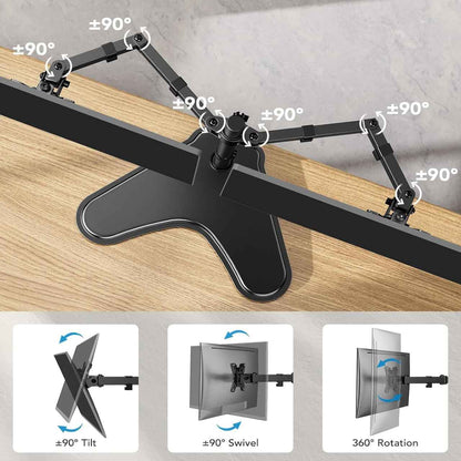Dual Monitor Stand for Two 13-32 inch Flat Curved LCD Screens with Swivel, Tilt, Rotation & Height Adjustable Free Standing, Black