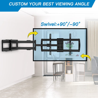 MountFTV Full Motion Long Arm TV Wall Mount for 42-90 inch TVs, Corner Articulating TV Mount Bracket with 42.72 inch Long Arm Extension, Swivel and Tilt, Max 800x400mm, Holds up to 150 lbs