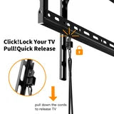 MountFTV Low Profile Tilting TV Wall Mount Bracket for Most 37-82 Inch TVs, Ultra-Slim Large Tilting TV Mount Holds up to 132lbs, Max 600x400mm