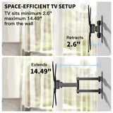 MountFTV Full Motion TV Wall Mount with 360°Rotation for Most 26–50 inch TVs, TV Monitor Wall Mount Bracket holds up to 55lbs, Max 400x400mm