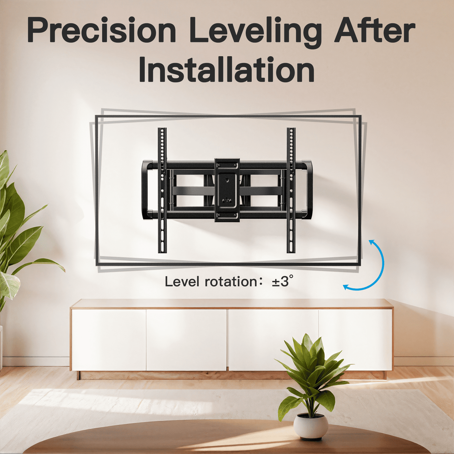 MountFTV Full Motion TV Wall Mount Bracket for 42-90 inch TVs, Heavy Duty tv wall mount with Swivels Tilts Extension, Max 600x400mm, Holds up to 132lbs, 12 /16 inch Wood Studs