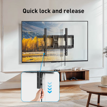 MountFTV Tilting TV Wall Mount Bracket for 37-82 inch Flat Screen TVs, Universal Low Profile Flat Wall Mount, Max 600x400mm,Holds up to 132 lbs,16", 18", 24" Wood Studs