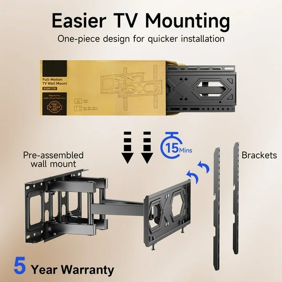 Full Motion Articulating TV Wall Mount Swivel Tilting Bracket Fit for 26-70 In Flat & Curved TVs