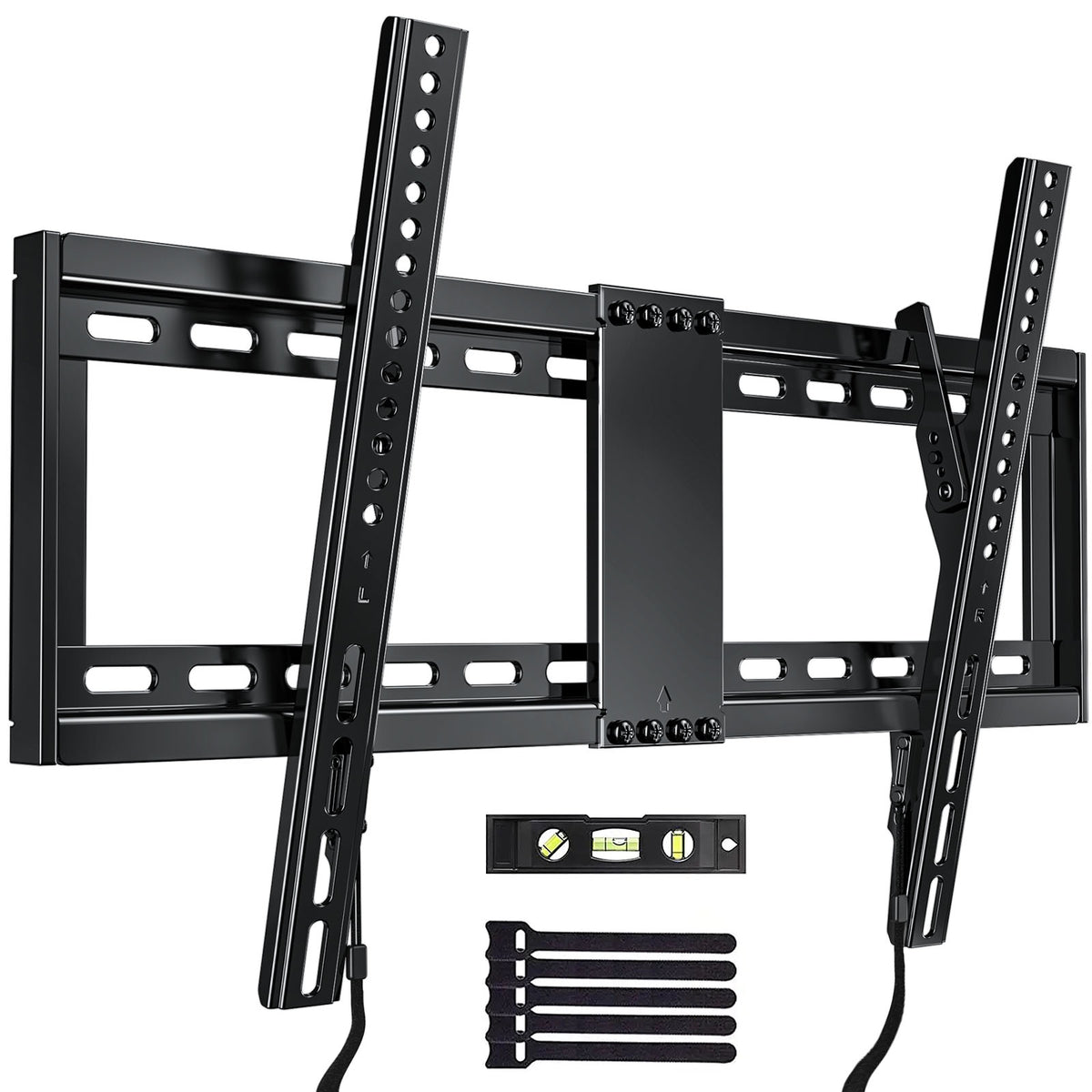 MountFTV Large Tilting TV Wall Mount for 37-95 inch TVs, 1.2"Low Profile TV Mount up to 132lbs,Max 600x400mm, Fit 24" Wood Stud