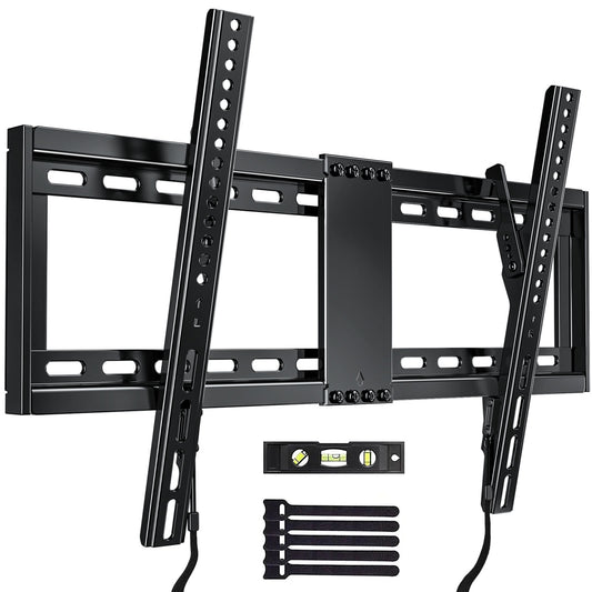 MountFTV Large Tilting TV Wall Mount for 37-95 inch TVs, 1.2"Low Profile TV Mount up to 132lbs,Max 600x400mm, Fit 24" Wood Stud