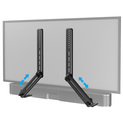 MountFTV Soundbar Mount with Adjustable Height, up to 15 lbs, with Detachable Long Extension Plates,Sound bar Mount Under or Above TV, Double Group Scythe Type TV Soundbar Wall Mount