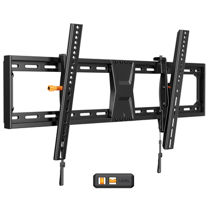MountFTV Large TV Wall Mount for 42-90" TVs,Tilting TVs Mount Holds 132lbs,Max 800x400mm,16", 18", 24" Studs,with Level Adjustment,Wall Mount TV Bracket