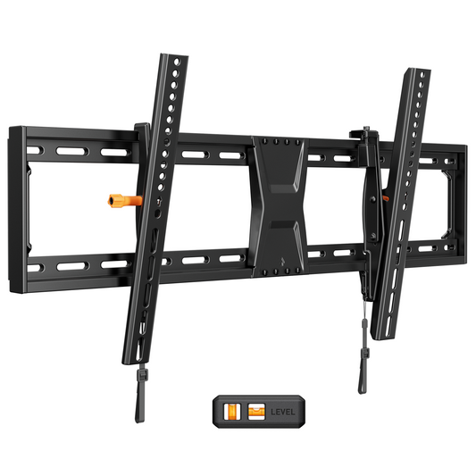 MountFTV Large TV Wall Mount for 42-90" TVs,Tilting TVs Mount Holds 132lbs,Max 800x400mm,16", 18", 24" Studs,with Level Adjustment,Wall Mount TV Bracket