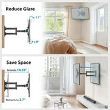 MountFTV Full Motion TV Wall Mount Bracket, Swivel Articulating TV Monitor Wall Mount Bracket Tilts Extension Rotation for 13-42 inch Flat Curved TVs Monitors, Max 200x200mm, Holds up to 44lbs