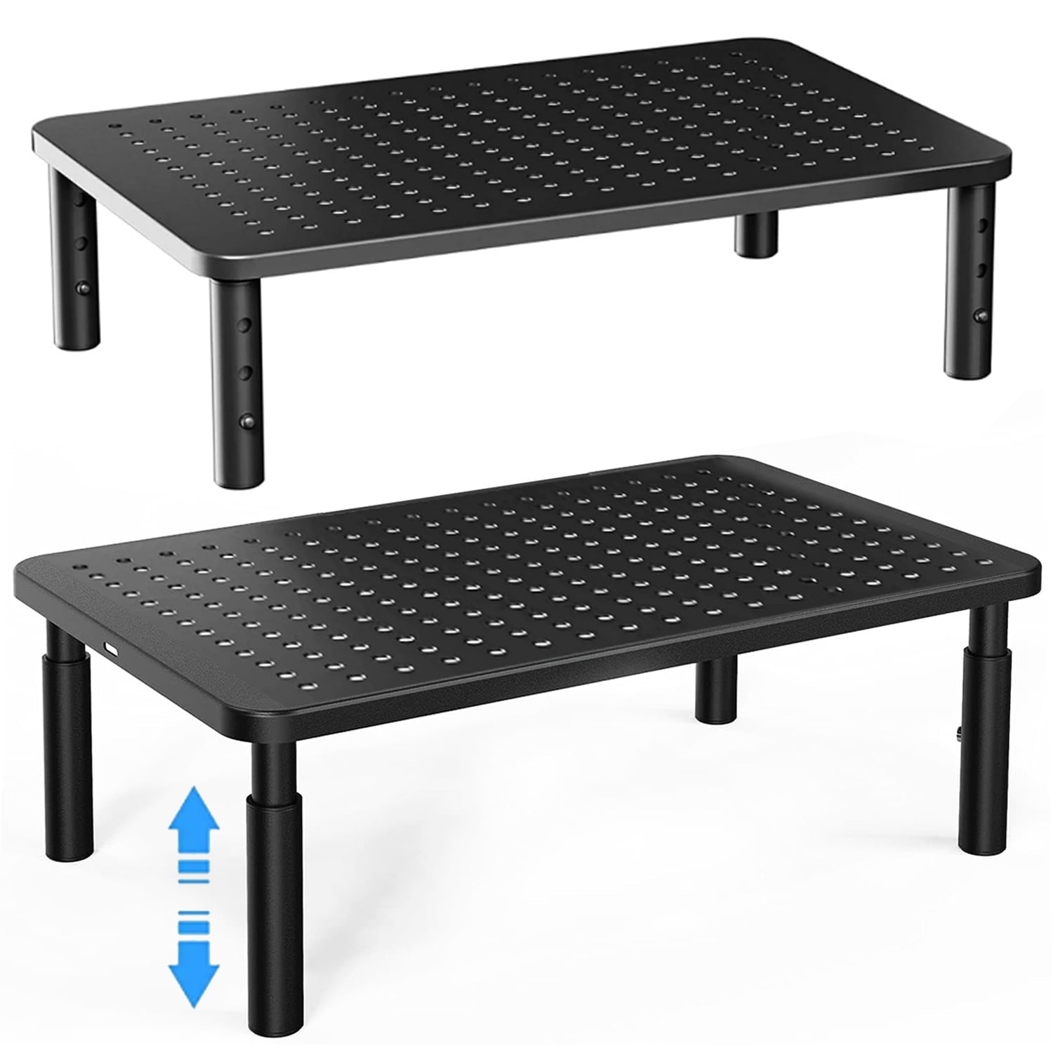2-Pack Monitor Stand Riser with 3 Height Adjustable and Mesh Platform ...