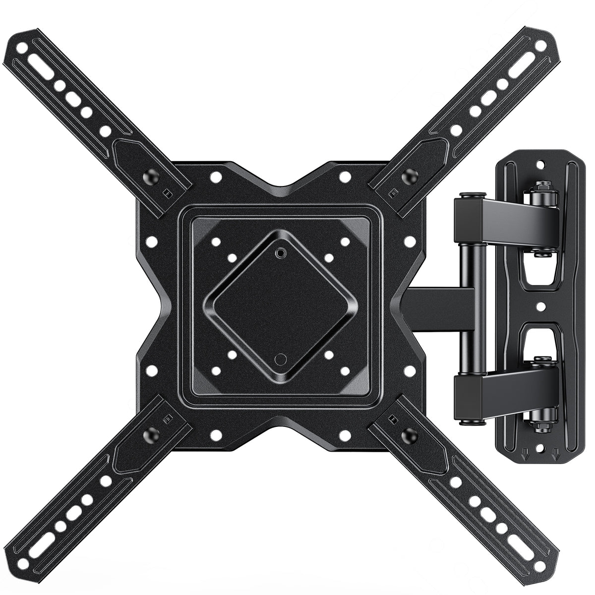 MountFTV Single Group Three-Arm Rotatable Full Motion TV Wall Mount,Hold up to 77lbs,Max 400x400