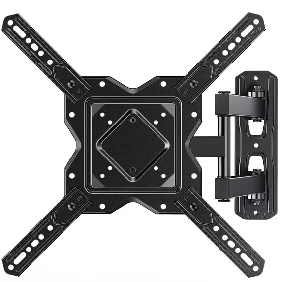 MountFTV Full Motion TV Wall Mount for 26-60 inch TVs, Three-Arm Rotatable Corner TV Mount Bracket with Extension, Swivel Tilt Level, Max 400x400mm, Holds up to 77 lbs, Single Stud