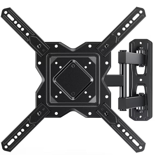 MountFTV Full Motion TV Wall Mount for 26-60 inch TVs, Three-Arm Rotatable Corner TV Mount Bracket with Extension, Swivel Tilt Level, Max 400x400mm, Holds up to 77 lbs, Single Stud