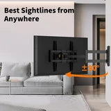 MountFTV Full Motion TV Wall Mount Bracket for Most 32-82 Inch TV，Max 600x400mm and 100lbs Corner TV Wall Mount Long Arm with 32.37” Extend Support Swivel, Tilt, Level Adjustment