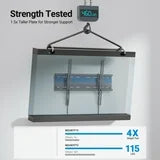 MountFTV Tilt TV Wall Mount Bracket Low Profile Fits 23-65 inch TVs, TV Mount Max 400x400mm, Holds up to 115lbs