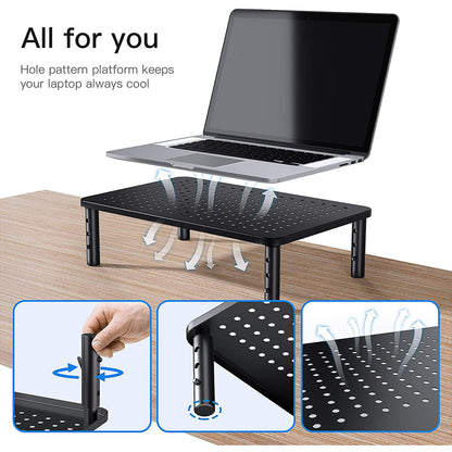 2-Pack Monitor Stand Riser with 3 Height Adjustable and Mesh Platform for Laptop, Computer, Printer