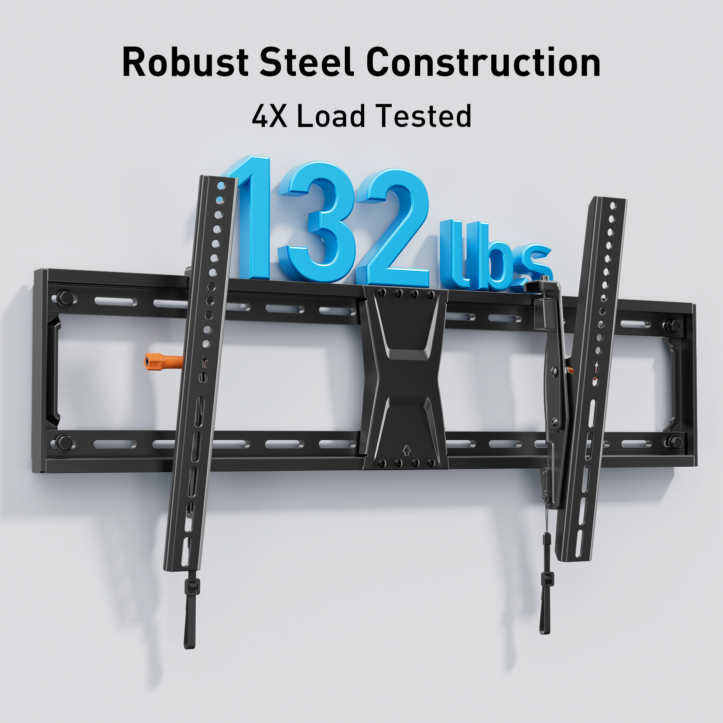 MountFTV Large TV Wall Mount for 42-90" TVs,Tilting TVs Mount Holds 132lbs,Max 800x400mm,16", 18", 24" Studs,with Level Adjustment,Wall Mount TV Bracket
