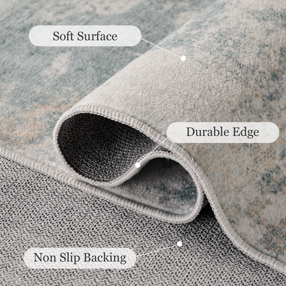 8'x10' Boho Area Rugs for Living Room, Machine Washable Area Rug with Non-Slip Backing, Stain Resistant Non-Shed Carpet for Bedroom, Dining Room, Dorm, Office