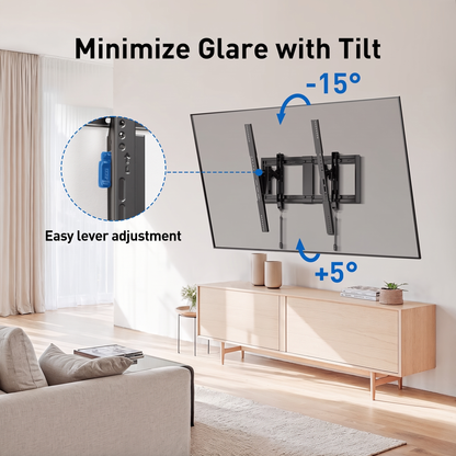 MountFTV Extend Tilt & Swivel, TV Wall Mount for 42-100″ TVs, Holds up to 160lbs, Max 600x600 mm, Extension Leveling,  Fits 16"/24" on Center Stud Widths