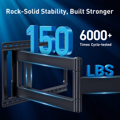 MountFTV Long Arm TV Mount for 42-97 inch TVs,Holds up to 150 lbs,Full Motion with 40.1" Extension Articulating Arms,Max 800x400mm,Swivel and Tilt TV Wall Bracket