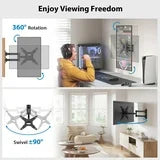 MountFTV Full Motion TV Wall Mount Bracket, Swivel Articulating TV Monitor Wall Mount Bracket Tilts Extension Rotation for 13-42 inch Flat Curved TVs Monitors, Max 200x200mm, Holds up to 44lbs