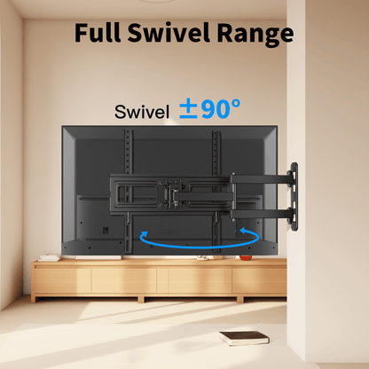 MountFTV Full Motion Long Arm TV Wall Mount for 26-65 inch TVs, Corner Articulating TV Mount Bracket with 19.17 inch Extension,Max 400x400mm, Holds up to 77 lbs